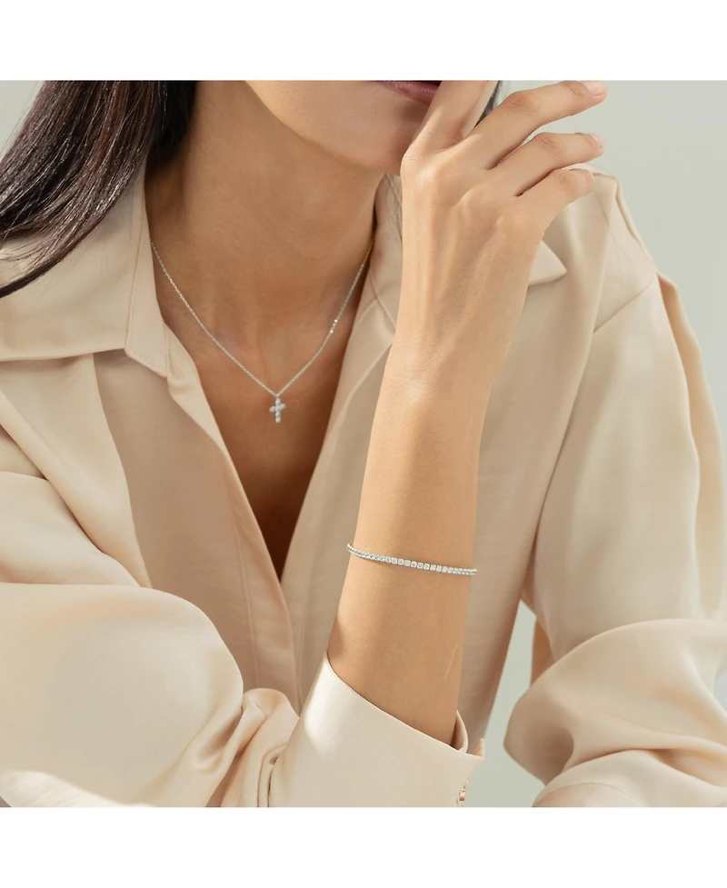 Sterling Silver 18k Gold Plated Cherie Tennis Necklace & Bracelet Set