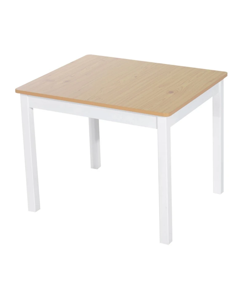 Qaba 4-Piece Kids Table Set with 2 Wooden Chairs, 1 Storage Bench