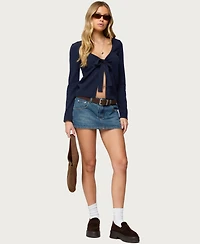 Edikted Women's Demi Tie Front Knit Cardigan