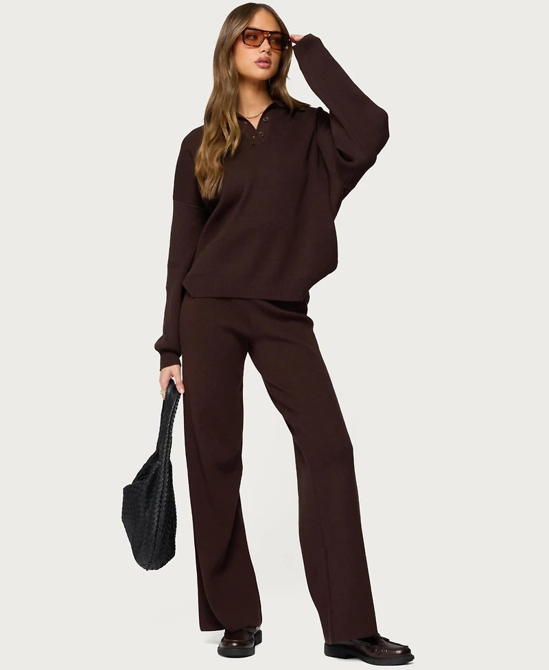 Edikted Women's Lorie Wide Leg Knit Pants