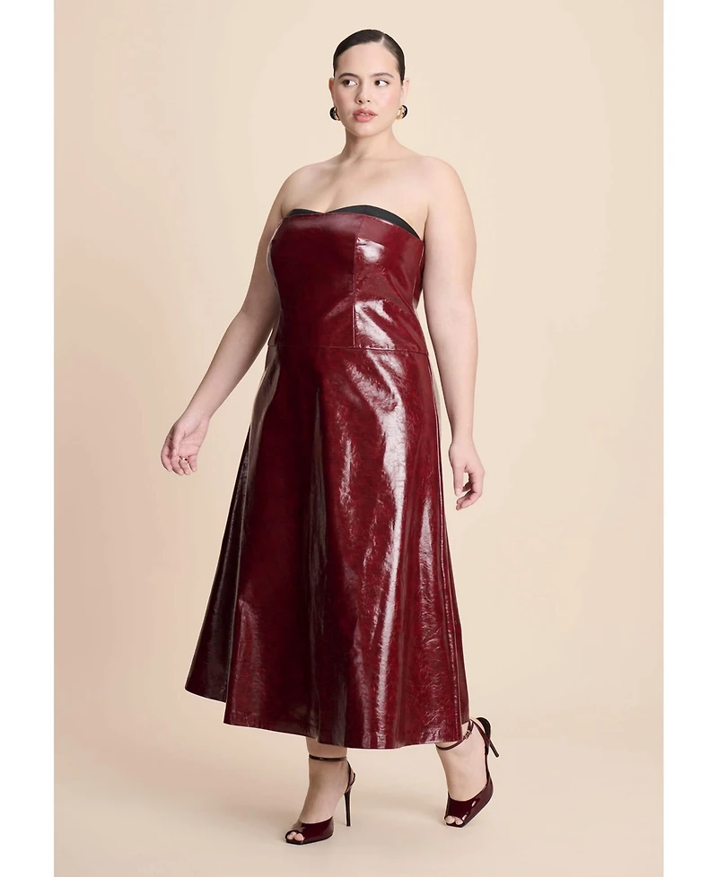 Eloquii Women's Textured Faux Leather Dress With Cup Detail