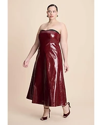 Eloquii Women's Textured Faux Leather Dress With Cup Detail