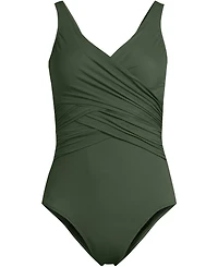 Lands' End Women's Ddd-Cup SlenderSuit Wrap One Piece Swimsuit