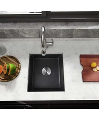 flynama 13.77x17.71inch Quartz Undermount Bar Sink with Basket Strainer Heat Stain Resistant