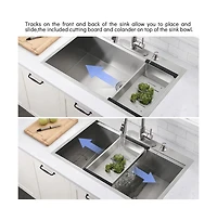 flynama 33x22x10 Inch Drop In Workstation Kitchen Sink 16 Gauge SUS304 Stainless Steel Single Bowl R10 Radius With 5 Accessories