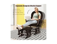 Wood Glider Chair and Ottoman Set with Padded Armrests Detachable Cushion
