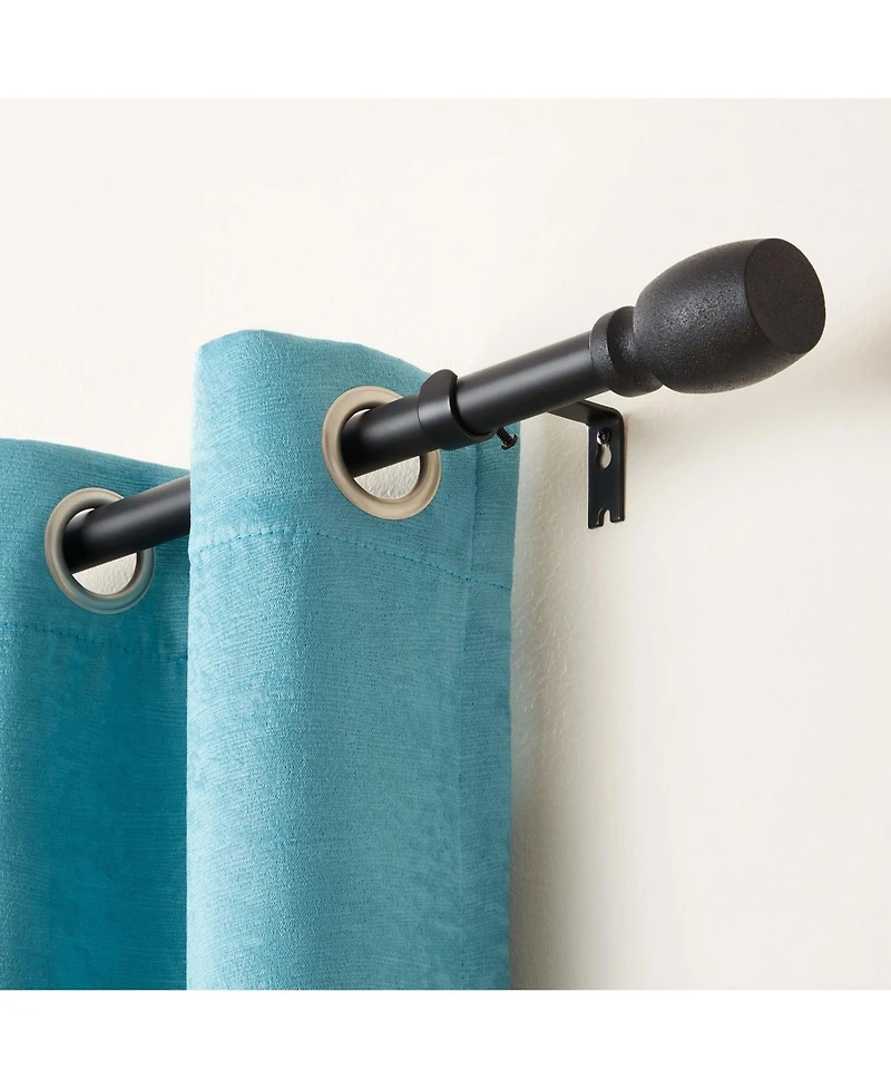 Town & Country Luxe Modern Smooth Edge Cylinder Single Curtain Rod and Finial Set, Adjustable Length 36”-72”