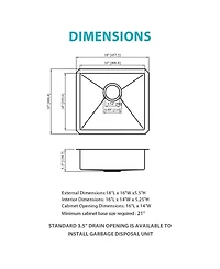 flynama 18x16x5.5inch Ada Compliant Kitchen Sink Undermount Stainless Steel Single Bowl 16 Gauge
