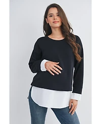 Hello Miz Maternity Casual Long Sleeve Layered Sweatshirt