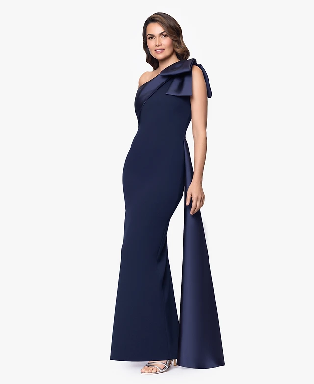 macys one shoulder dress Betsy & Adam Women's One Shoulder Long Dress at Foxvalley Mall in Aurora, IL