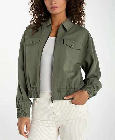 Liverpool Los Angeles Petite Collared Zip-Front Jacket