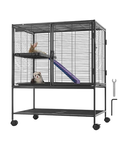 Cozito 2-Tier Rolling Metal Ferret Cage with Ramps, 36