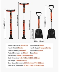 Mecale Snow Brush & Ice Scraper, 42" Extendable, 180° Pivoting Brush Head, Non-Slip Grip, For Cars/SUVs