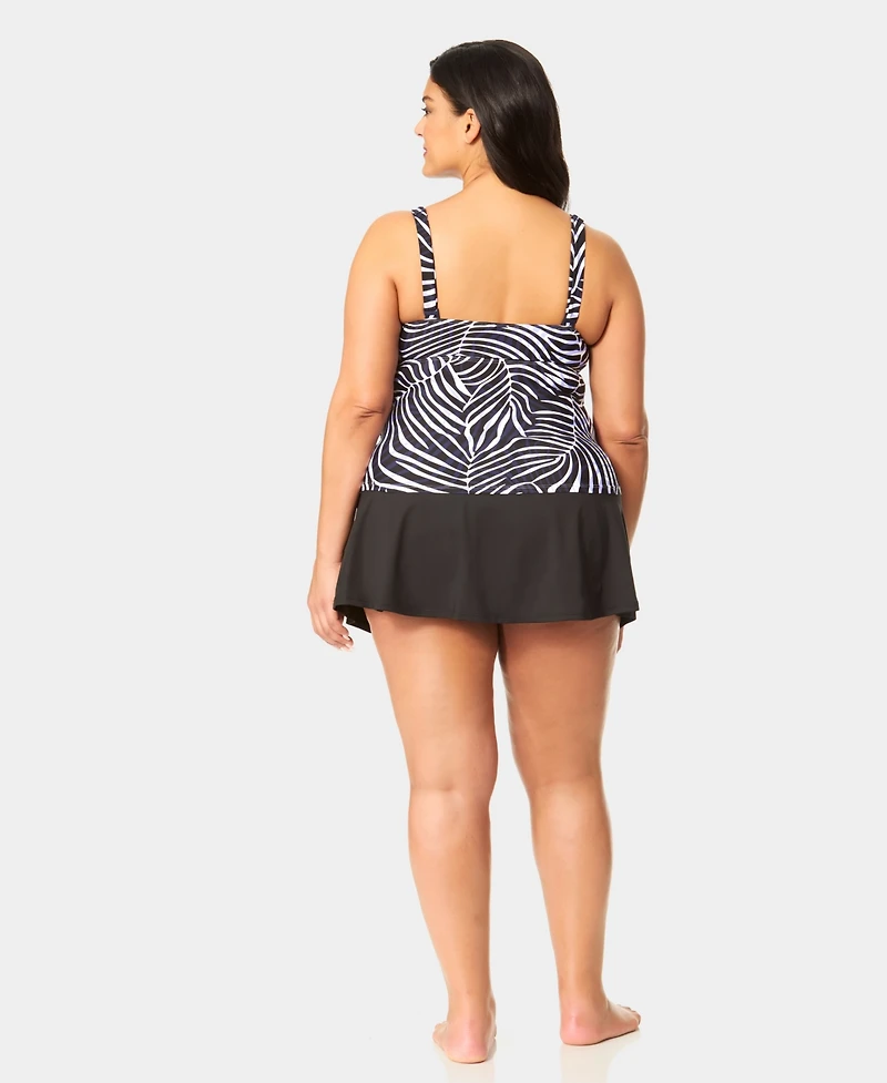 Anne Cole Plus Underwire Drape Front Pull-On Tankini Top