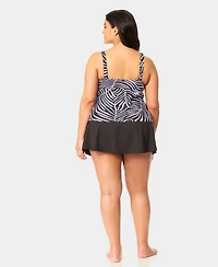 Anne Cole Plus Underwire Drape Front Pull-On Tankini Top