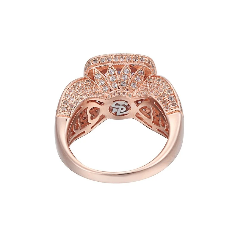 Suzy Levian New York Sterling Silver Cushion Cut Center Topaz Cocktail Ring