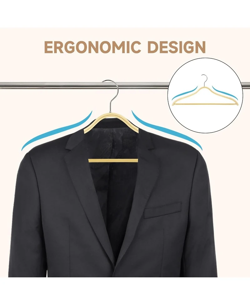 BP4U Lightweight Clothes Hangers with Pants Bar, Slim Birch Wood for Suits, Coats, Trousers, Shirts, Sweaters, Dresses