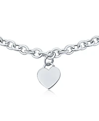 Bling Jewelry Solid Heart Tag Charm Necklace in .925 Sterling Silver, Made in Italy