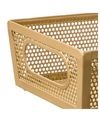 mDesign Perforated Metal Storage Bin with Handles - Set of 4 - Soft Brass