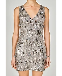 endless rose Women's Floral Applique sequins Mini Dress