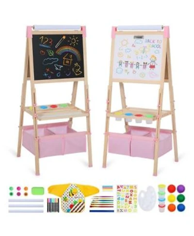 Kinder King 3 In 1 Kids Art Easel Set Dual Sided Art Station W Whiteboard Chalkboard