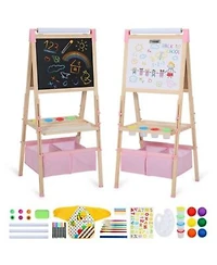 Kinder King 3 In 1 Kids Art Easel Set Dual Sided Art Station W Whiteboard Chalkboard