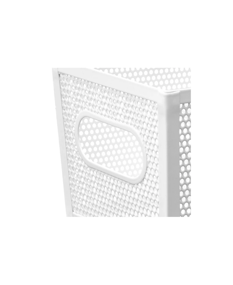 mDesign Perforated Metal Storage Bin with Handles - Set of 2 - Matte White