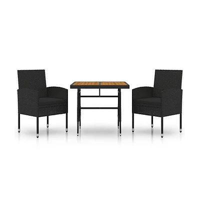 vidaXL Outdoor Dining Set Black Pe rattan, steel, solid acacia wood Small