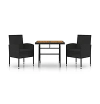 vidaXL Outdoor Dining Set Black Pe rattan, steel, solid acacia wood Small