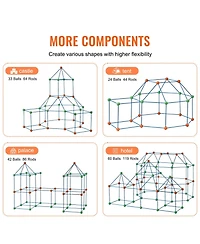 Hongge Kids Fort Building Kit with 180 Piece Construction Set for Creative Stem Play