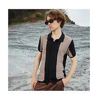Campus Sutra Men's Panel-Knit Slim-Fit Shirt