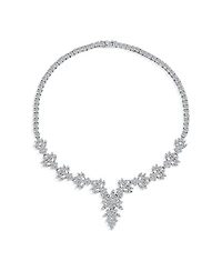 Bling Jewelry Marquise Leaf Cubic Zirconia Cz Cleavage Collar Statement Necklace & Earrings Jewelry Set