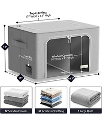 Sorbus 2 Pack Large Foldable Storage Box - Metal Frame, Oxford Fabric, Large Window & Handles