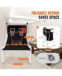 Mecale Foldable Basketball Arcade Game, 2-Player Indoor Dual Shot with 5 Balls, 8 Game Modes, Electronic Scoreboard and Pump