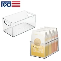 iDesign Plastic Stackable Pantry Bins with Handles, Set of 2, Clear