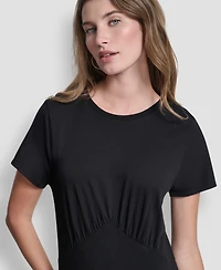 Dkny Jeans Women's Ruched Bodice Crewneck Long Dress