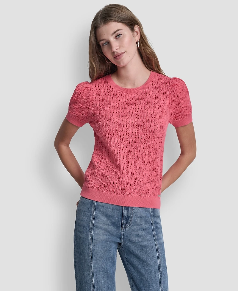 Dkny Jeans Women's Elbow Sleeve Crewneck Sweater