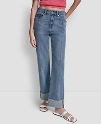 Dkny Jeans Women's High-Rise Seamed Classic Straight Leg