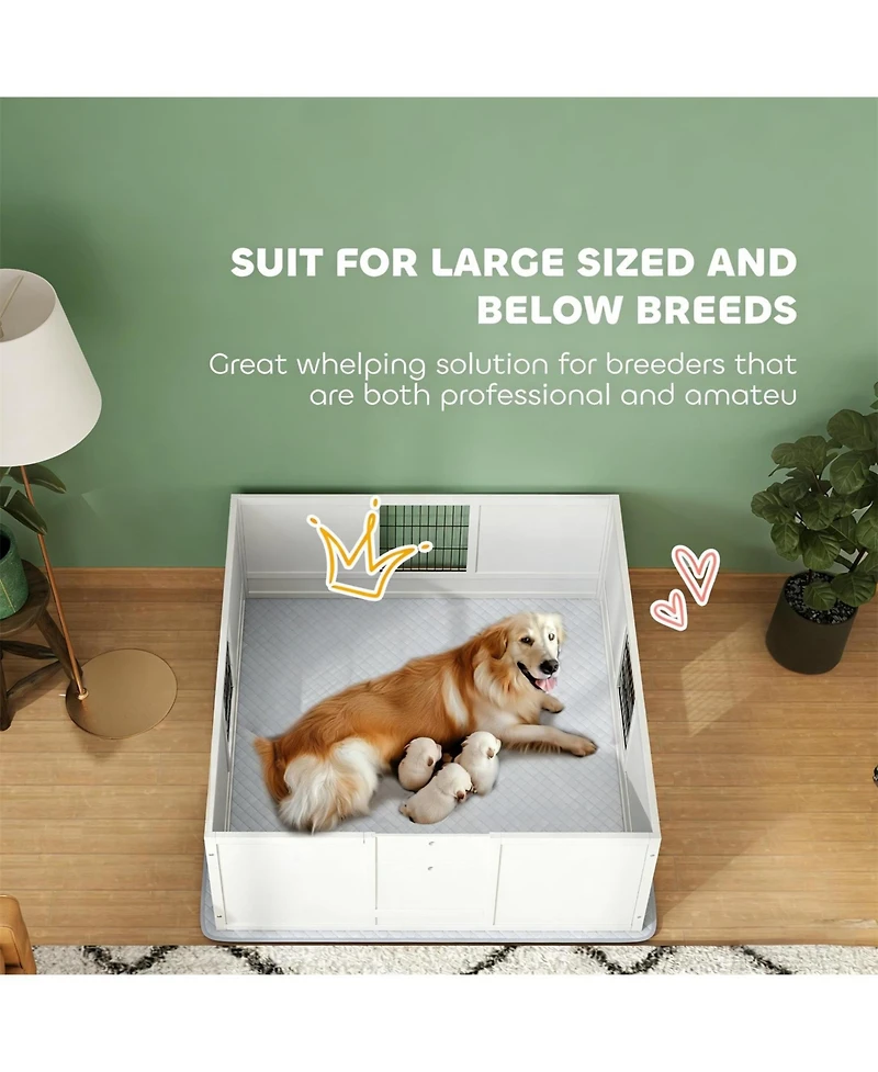 Aostirmotor Dog Box with Washable Pad for Dogs in White