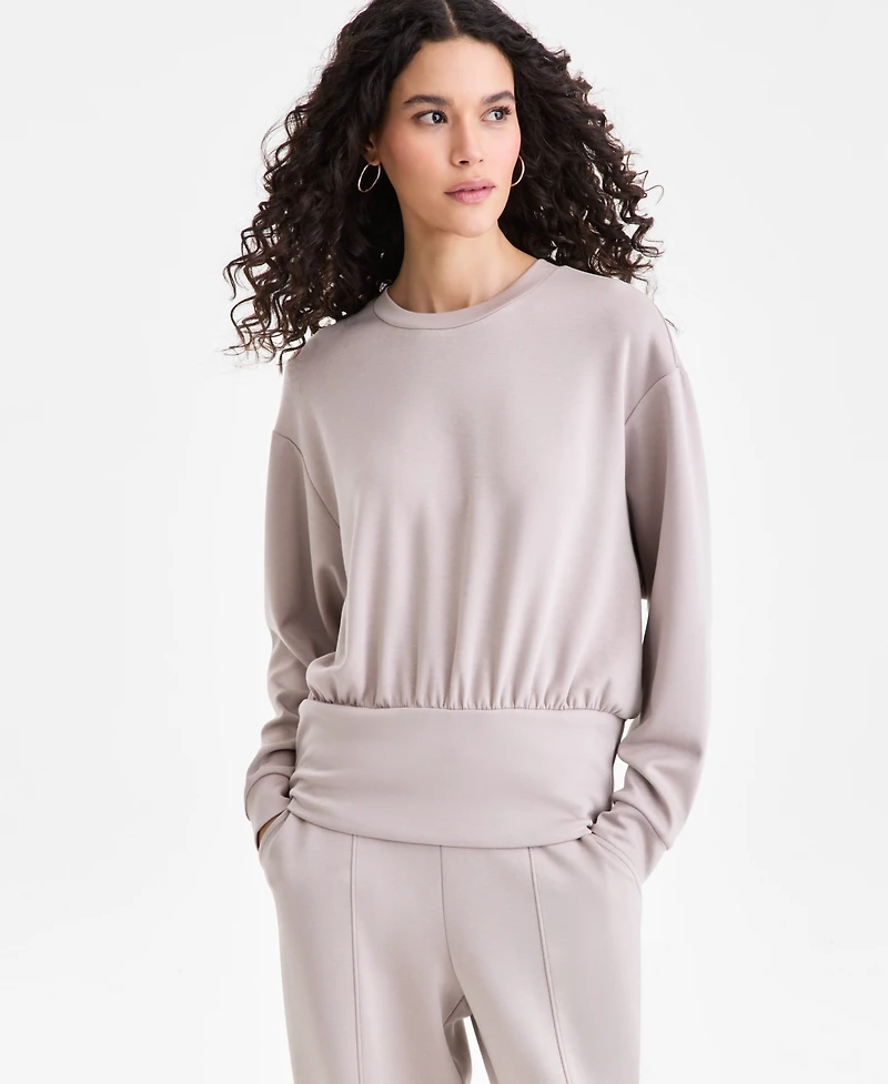 I.n.c. International Concepts Women's Off-Duty Banded-Bottom Sweatshirt, Macy's Exclusive