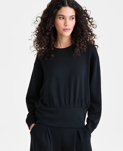 I.n.c. International Concepts Women's Off-Duty Banded-Bottom Sweatshirt, Macy's Exclusive