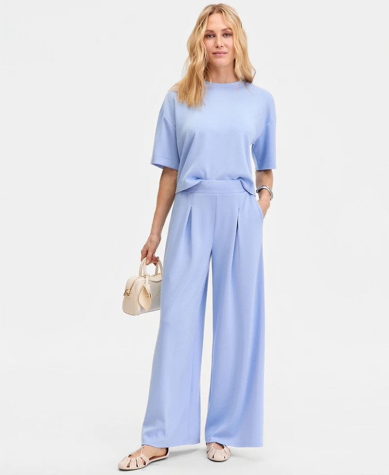 I.n.c. International Concepts Women's Pleat-Front Wide-Leg Sweatpants