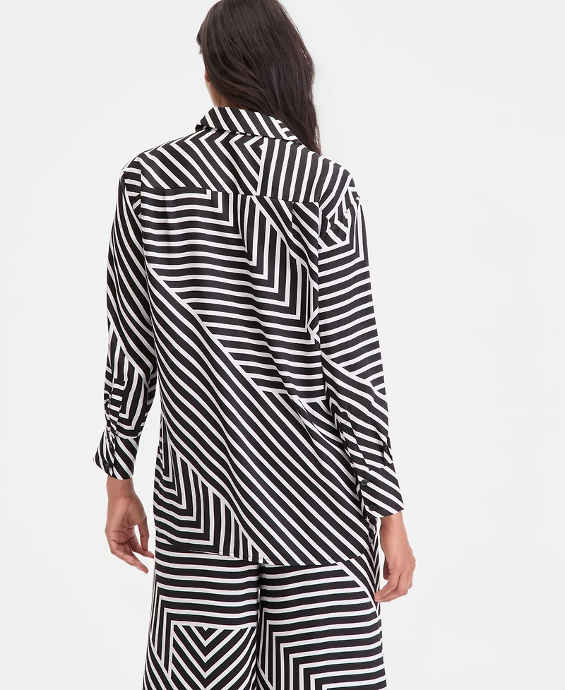 I.n.c. International Concepts Women's Long-Sleeve Printed Button-Front Collared Shirt, Macy's Exclusive