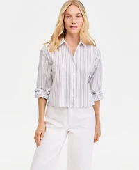 I.n.c. International Concepts Women's Crystal Embellished Button Down Shirt, Macy's Exclusive