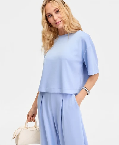 I.n.c. International Concepts Women's Off-Duty Short Sleeve Crewneck T-Shirt, Macy's Exclusive