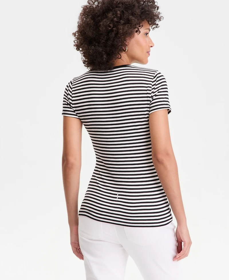 I.n.c. International Concepts Women's Short-Sleeve Striped T-Shirt, Macy's Exclusive