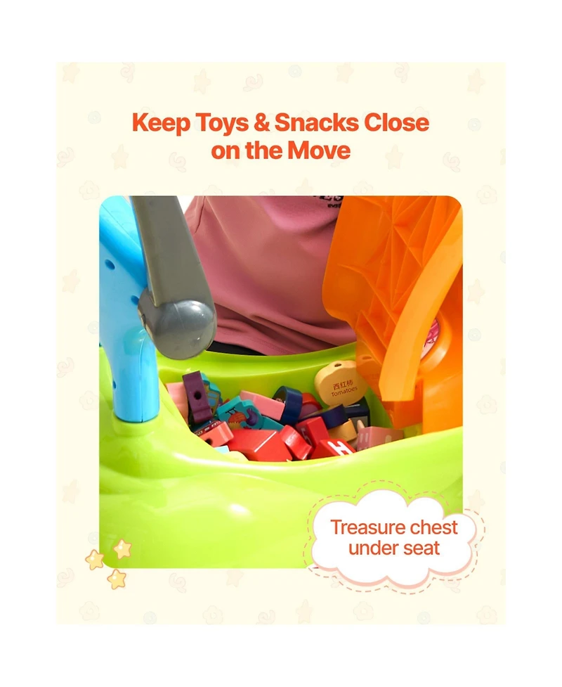 Slickblue Ride On Push Car, Push Car for Toddler 19 to 36 Months, Around Buggy with Guardrails, Handle & Under-seat Storage