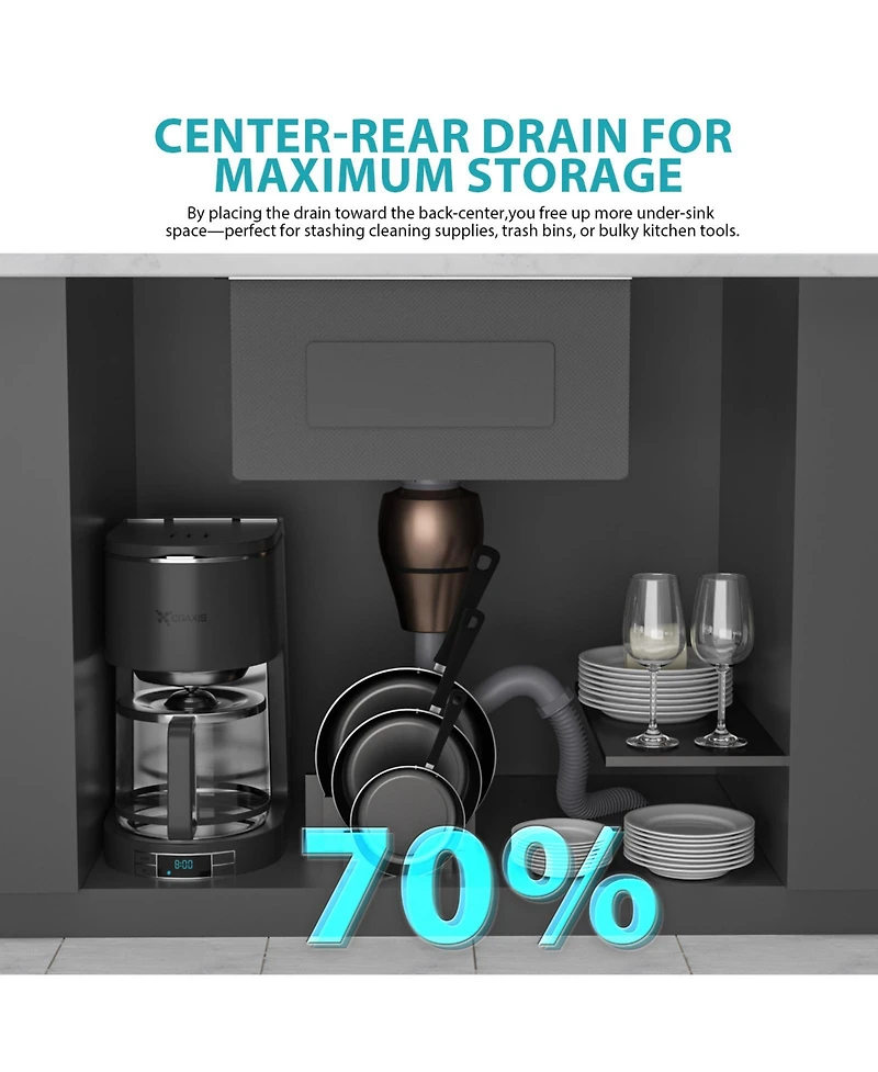 flynama 30x18x10inch Undermount Kitchen Sink Single Bowl Stainless Steel 16 Gauge Deep Basin