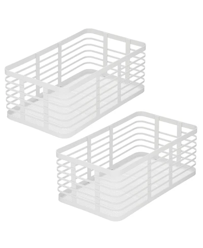 mDesign Metal Pantry Basket with Handles - Set of 2 - Matte White