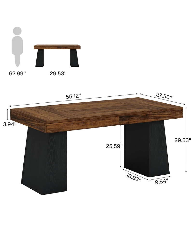 Tribesigns 55" Executive Wooden Desk with Double Pedestal